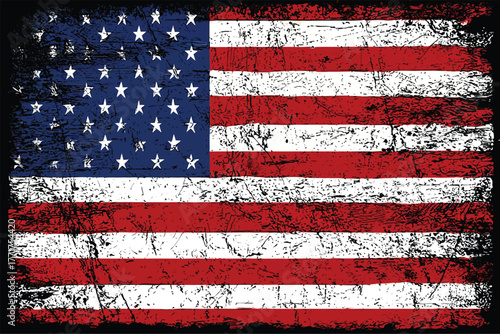 Grunge American Flag | Vintage USA Flag Vector Illustration