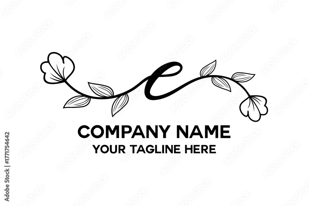 Fototapeta premium letter e combined with flowers