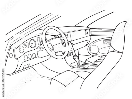 Modern Sports Car Interior Sketch