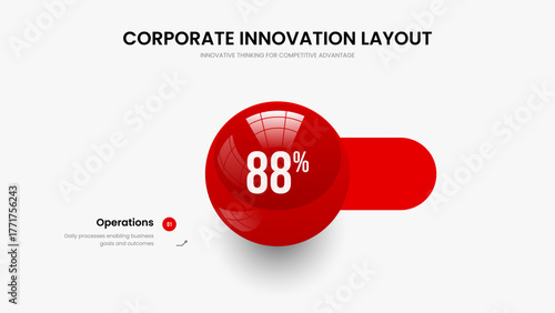 Modern Overview One Option Chart Slideshow Template. Minimalist Campaign Presentation Layout Vector Illustration. Minimal Briefing 1 Step Graph Frame Design.