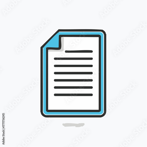 Simple Outline of a Document Icon, Illustrating Papers, Notes, and File Representation