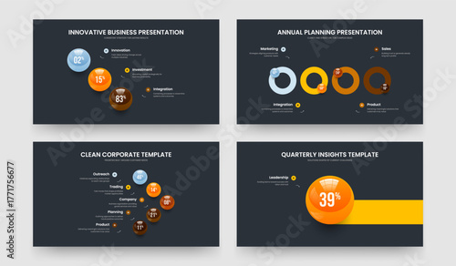 Consulting Insight Three Four Five One Element Infographic Frame Layout Vector Illustration Bundle. Enterprise Profile 3 4 5 1 Option Graph Slide Design Set.