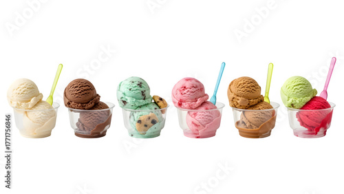 set of ice cream scoop isolated on white, Ice cream sundae in a glass bowl, with scoops of ice cream, isolated on transparent background, ice cream in glass bowl