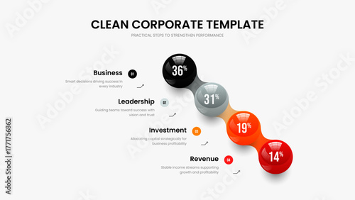 Advertising Profile Slide Template Vector Illustration. Educational Strategy Four Option Infographic Frame Layout. Marketing Review 4 Step Diagram Slideshow Design.