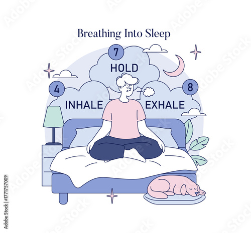 Meditation Practice for Better Sleep Vector Illustration