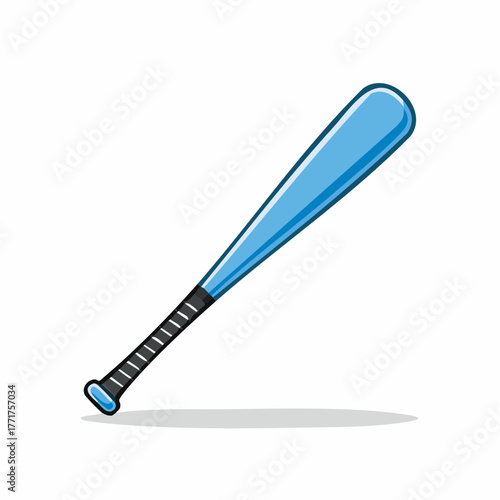 Stylized blue baseball bat graphic isolated on a clean white background, perfect for sports equipment illustrations, game design elements, or athletic-themed visual projects