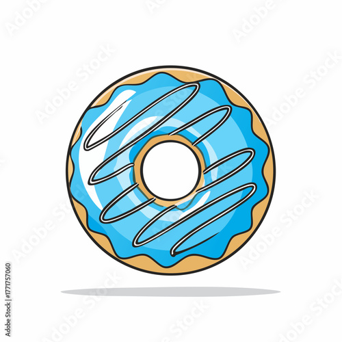Delicious and Colorful Donut with Blue Icing A Sweet Treat Illustration
