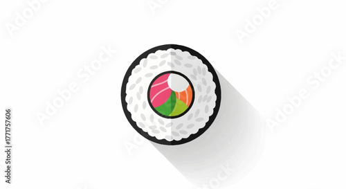 Vibrant sushi roll illustration, a delicious culinary delight perfect for food blogs, menus, and Asian cuisine promotions