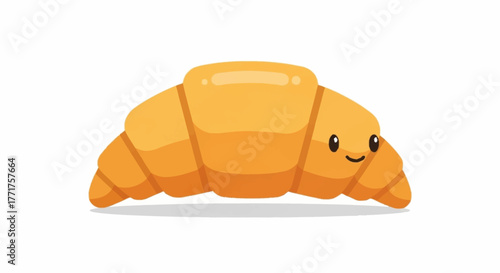 Adorable smiling croissant character brings joy and deliciousness to any project, perfect for food branding and playful designs.