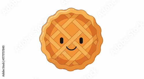 Adorable smiling pie character brings joy and sweetness to any design project, perfect for food blogs, kids' content, and cheerful branding.
