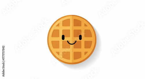Delightful cartoon waffle character with a happy, smiling face, perfect for food branding and cheerful designs