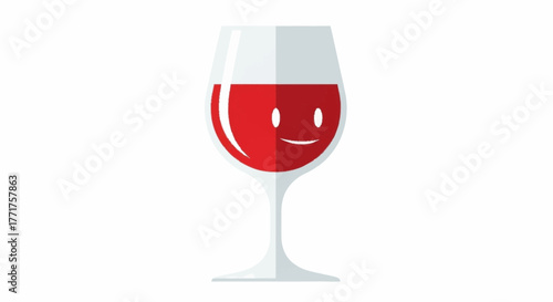 Joyful red wine glass with a beaming smile evokes happiness and celebration, perfect for lifestyle and beverage themes