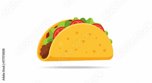 Savory taco bursting with fresh lettuce, juicy tomatoes, and seasoned ground beef, a vibrant culinary delight perfect for any menu.