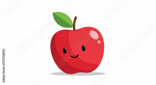 Adorable smiling red apple with green leaf bringing joy and healthy vibes to any design project or educational material