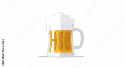 Refreshing golden beer mug brimming with foamy head, perfect for celebrating good times and relaxation