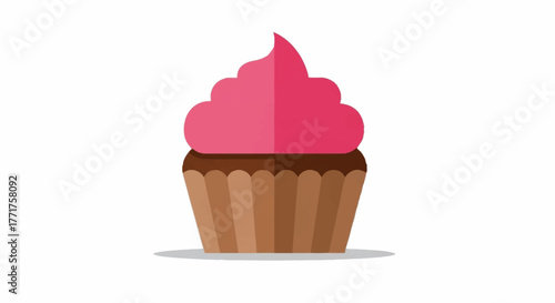 Delicious pink frosted cupcake with rich chocolate base, perfect for celebrations, baking themes, and sweet treats.