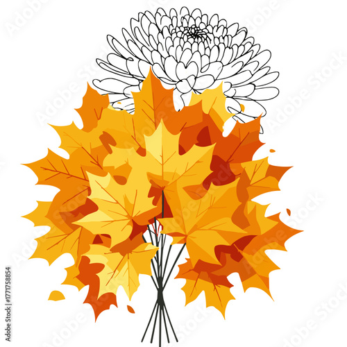 Transparent Bloom vector flat colors thin lines