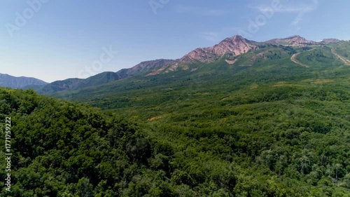 Aerial view of Snowbasin Resort and Wasatch Mountains