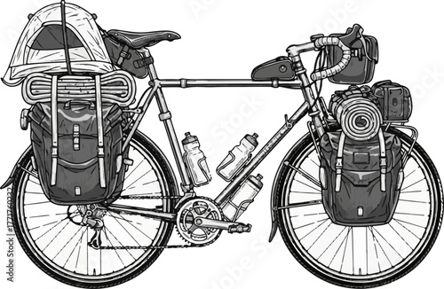 Adventure Touring Bicycle Vector