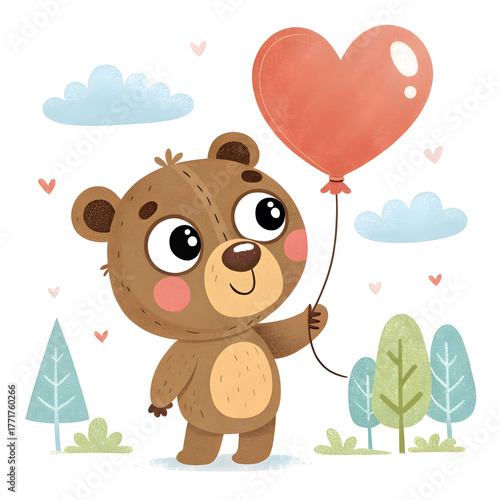cartoon bear holding heart