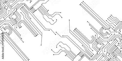 Electronic circuit board close up. Motherboard digital chip. High-tech technology background. 