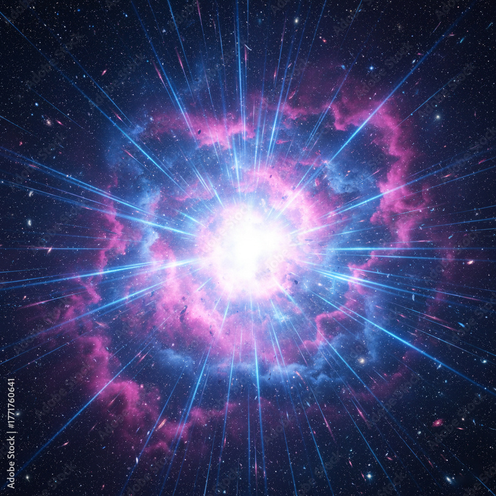 Obraz premium Cosmic Explosion – Abstract Supernova Burst in Deep Space By Generated AI