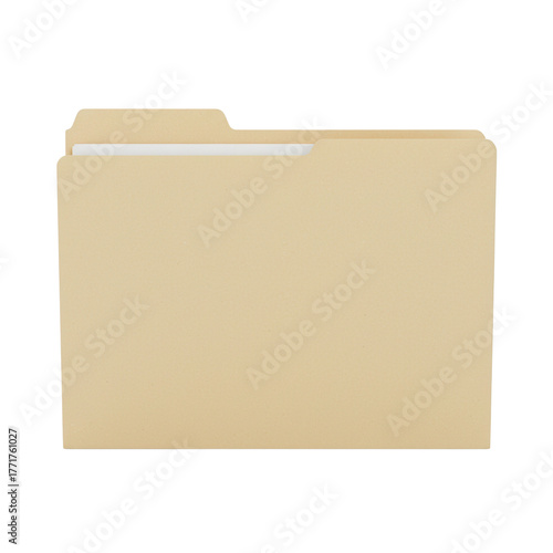 Blank manila beige file folder with tab document storage