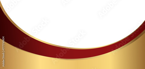 Luxury red and gold foil corner border with elegant metallic luxe fold frame, featuring a gradient curve and ribbon accent for premium invitations, packaging, labels and graphic templates.