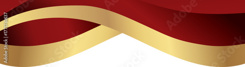 Luxury red and gold foil corner border with elegant metallic soft satin edge, featuring a gradient curve and ribbon accent for premium invitations, packaging, labels and graphic templates.