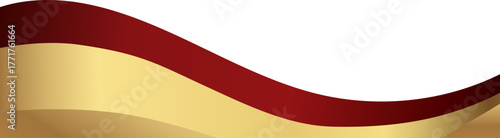 Luxury red and gold foil corner border with elegant metallic shiny gold border, featuring a gradient curve and ribbon accent for premium invitations, packaging, labels and graphic templates.