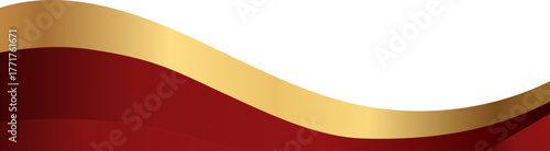 Luxury red and gold foil corner border with elegant metallic red velvet curve, featuring a gradient curve and ribbon accent for premium invitations, packaging, labels and graphic templates.