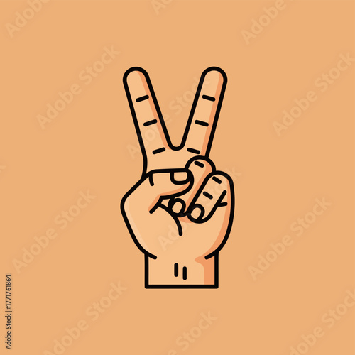 Hand Making Peace or Victory V Sign Gesture Vector Illustration