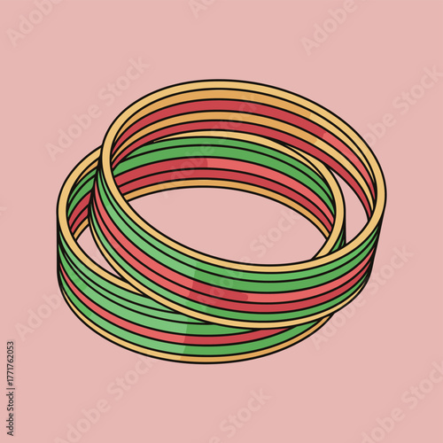 Colorful Indian Bangles or Bracelets Traditional Jewelry Vector Illustration