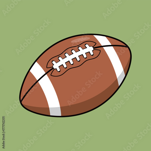American Football Ball Vector Illustration on Green Background
