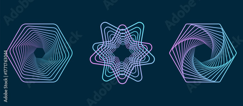 The shape of the frame is in the form of a twisted spiral. Dynamic abstract design element. Vector technologies.