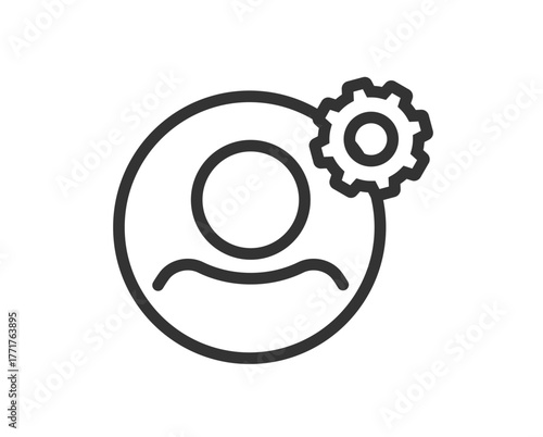 User account settings icon vector line stroke outline graphic illustration, admin personal data preferences configuration sign symbol pictogram logo ui interface element, profile customization image