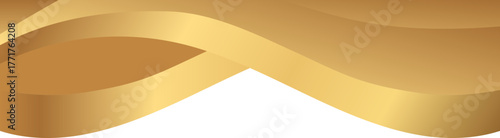 Elegant soft gold and champagne foil wave corner border with smooth metallic luxe ribbon wave, ideal for luxury invitations, packaging, labels, and premium graphic templates.