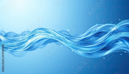 A stock illustration of a transparent airflow wind wave with gentle blue motion lines for an air conditioner or a fresh breeze