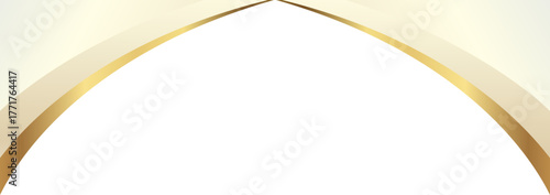 Elegant soft gold and champagne foil wave corner border with smooth metallic glossy arc trim, ideal for luxury invitations, packaging, labels, and premium graphic templates.