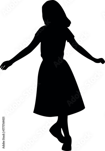 a girl running body silhouette vector