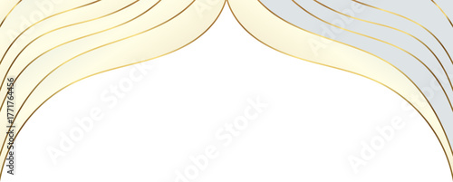 Elegant soft gold and champagne foil wave corner border with smooth metallic polished foil edge, ideal for luxury invitations, packaging, labels, and premium graphic templates.