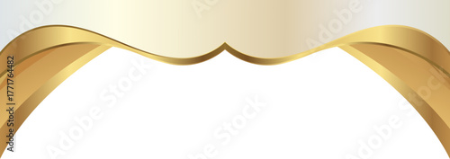 Elegant soft gold and champagne foil wave corner border with smooth metallic luxury curve trim, ideal for luxury invitations, packaging, labels, and premium graphic templates.