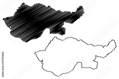 Dohuk Governorate (Republic of Iraq, Governorates of Iraq) map vector illustration, scribble sketch Dohuk Province map