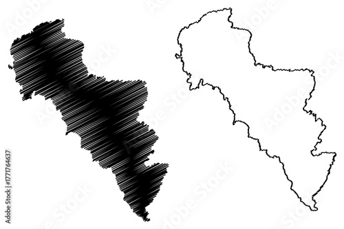 Andros island (Hellenic Republic, Greece, Cyclades archipelago) map vector illustration, scribble sketch Andros map