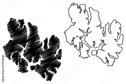 Aracena island ( Republic of Chile, South and Latin America, Tierra del Fuego archipelago) map vector illustration, scribble sketch Isla Aracena map