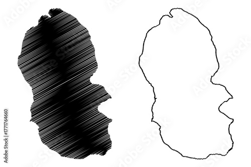 Arran island (United Kingdom of Great Britain and Northern Ireland, Scotland, Firth of Clyde) map vector illustration, scribble sketch Isle of Arran map