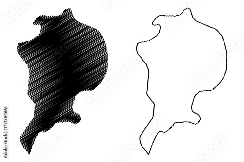 Arthur island (Russia, Russian Federation, Franz Josef Land archipelago) map vector illustration, scribble sketch Rainier or Ostrov Artura map