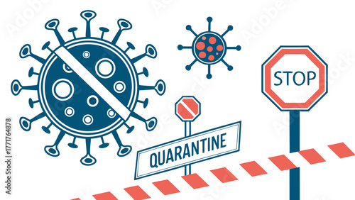 Stop virus spread with quarantine and safety measures, a powerful visual for public health and prevention campaigns