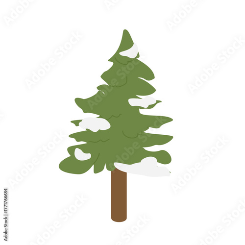 Pink tree vector. Evergreen winter forest illustraton