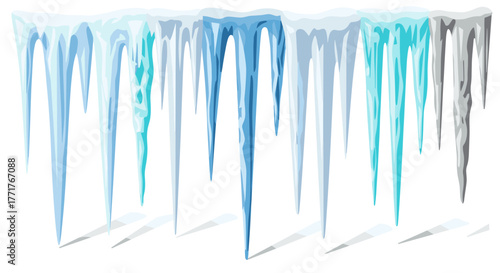 Colorful icicle border with blue and gray hues perfect for winter designs